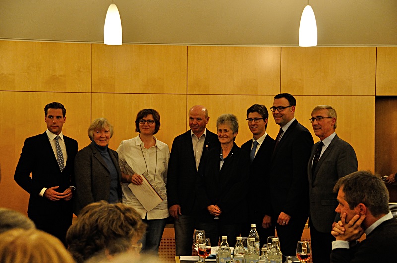 Manuel Hagel (links) mit den vier Ehrengästen Ute Palm, Simone Lebherz, Alfons Rothwein und Elke Knöß